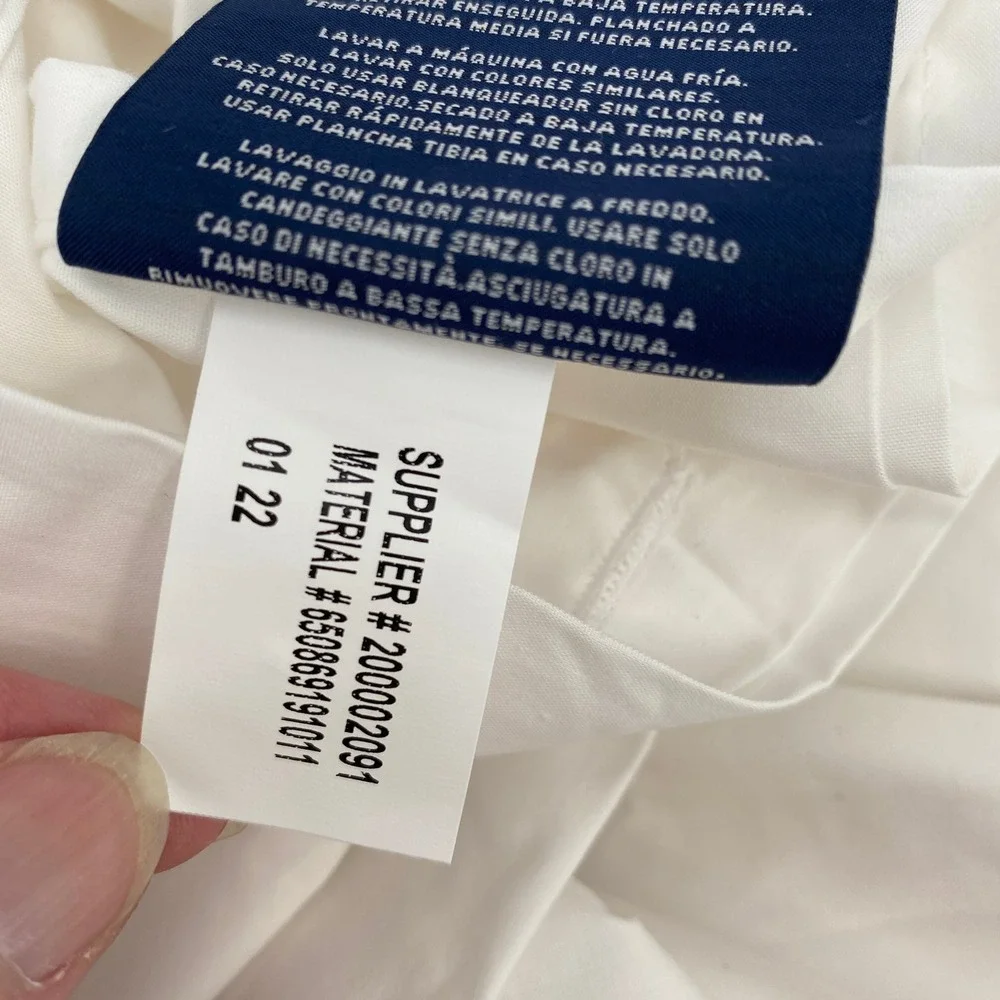 Ralph Lauren Palmer Duvet Cover KING White Sky Blue Ribbon Trim 100% Cotton